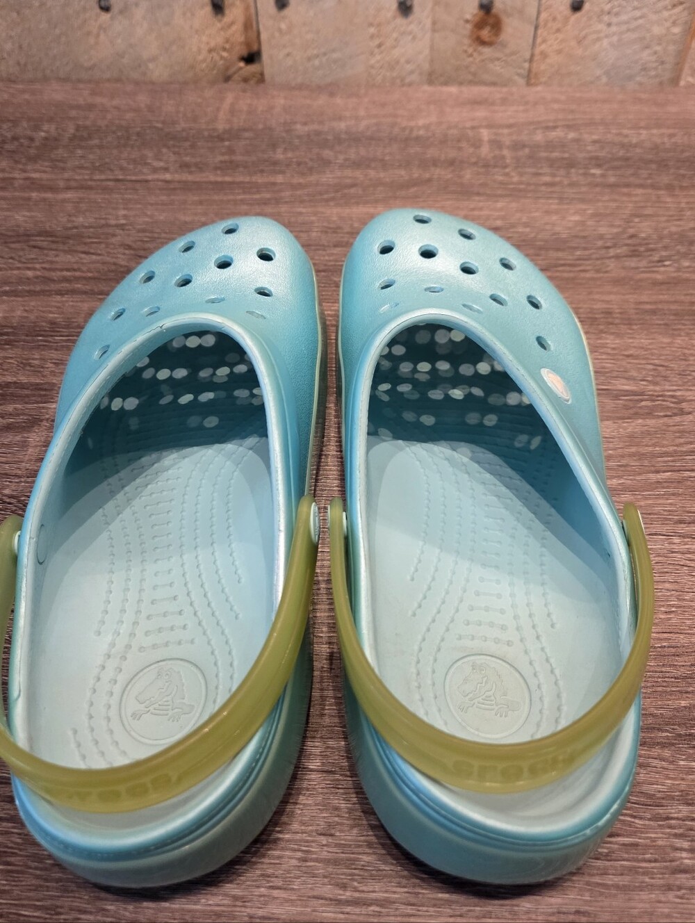 Crocs Crocband Ice Pop Clogs Ice Blue/Green RARE Fun Unique Color Size 7M 9W - Picture 7 of 9